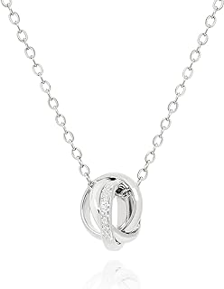 Interlocking Circle Necklace for Women • Dainty 18K Gold Plated Minimalist Jewelry • Three Round Ring Pendant Necklace Gifts for Christmas [3RN-S]