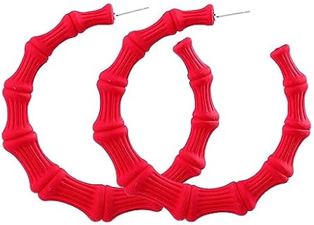 Clear Acrylic Bamboo Hoop Earrings for Women and Girls with Vibrant Geometric Designs, 80s and 90s Style Fashion Statement, Hypoallergenic Zinc Alloy