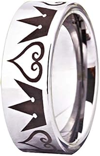 Cosplay Jewelry 8mm Silver Pipe Kingdom Hearts & Crowns Design Ring Wedding Ring Engagement Ring-Free Inside Engraving