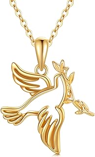 14K Bird Necklace for Women Branch Peace Dove Necklace Cute Animal Dove Pendant Necklace Mothers Day Birthday Christmas Jewelry Gifts for Mom Girls Girlfriend Daughter