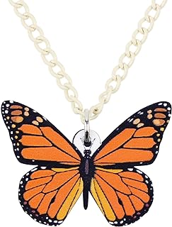 Acrylic Monarch/Tiger Swallowtail/Danaus Chrysippus/Pieridae Butterfly Necklace Pendant Charms Spring Summer Insect Jewelry for Women Girls Party Gifts