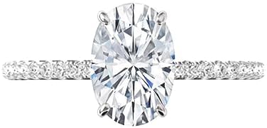 Sterling Silver Split Shank Oval Moissanite Engagement Ring by Siyaa Gems, Ideal for Bridal/Wedding Promise