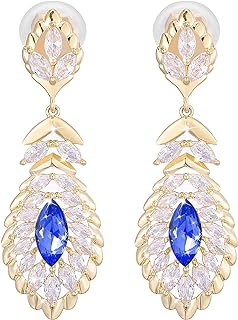 Clip On 10 * 5MM Crystal Dangle Non Pierced Earrings for Women Costume Jewelry