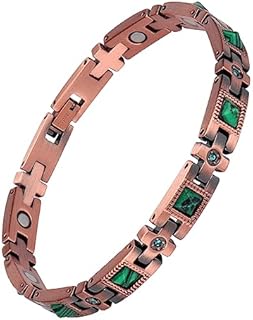 Braided Malachite Gem Copper Bracelet with Box Chain and Magnetic Clasp for Women and Men - Adjustable Design