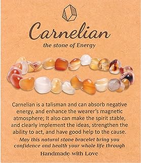 CASDAN Unisex Carnelian Bead Bracelet with Bead Chain for Women and Men, Energy Boosting Natural Stone Design