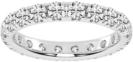 Round Cut Lab Grown Diamond Eternity Wedding Anniversary Engagement Band Ring in 14K Gold Platinium for Women (1-5 cttw, F-G Color, VS1-VS2 Clarity)