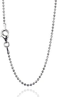 925 Sterling Silver Chain | Diamond-Cut Bead Chain Necklaces for Women or Men and Bracelets for Women or Mens Bracelet | Anti Tarnish