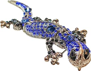 Pin Clasp, Sparkling Vintage Lizard Brooch, Adorned with Crystal Gems, Ideal for Jewelry Enthusiasts, Featuring an Intricate Gecko Design