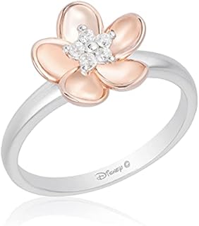 Mulan-Inspired Diamond Engagement Ring in Sterling Silver and 10K Rose Gold for Women with Plum Blossom Design