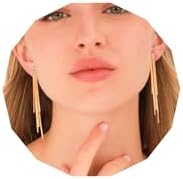 Clip on Earrings for Women 14K Gold Plated Long Dangle White Pearl Earrings Simple No Piercing Hoop Stud Earrings Lightweight Curve Tassel Chain Ear Clips Minimalist Jewelry Wedding Christmas Gift