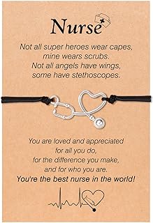 Nurse Charm Bracelet with Lobster Claw Clasp and Rope Chain, Perfect Gift for Nurses or Nursing Students, Stethoscope Design in Stainless Steel