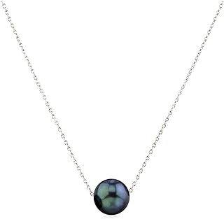Single Floating Pearl Genuine Freshwater Cultured 10-11mm Pendant Necklace for Women 17"