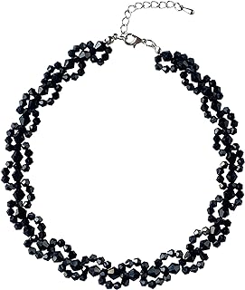 Women's Fashion Black Choker Necklaces Crystal Necklaces Beaded Necklaces Wave Handmade Statement Dainty Necklaces
