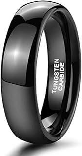 Comfort-Fit Black Tungsten Carbide Wedding Ring for Men and Women by TRUMIUM - Domed High-Polish Design in Sizes 4-15