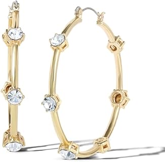 Jessica Simpson Womens Drop and Hoop Earrings - Gold-Tone Earrings with Crystal Embellishments