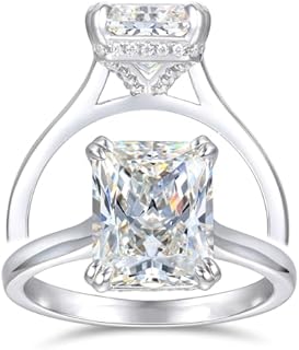 4ct Radiant Cut Moissanite Engagement Ring for Women Solitaire Engagement Ring Travel Rings for Women