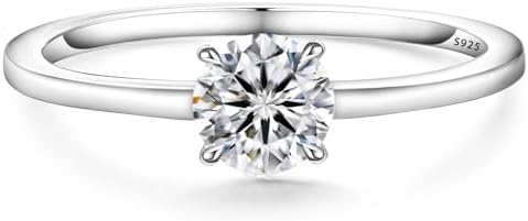 KRKC&CO Moissanite Rings for Women, 0.5ct,1ct, 1.6ct, 2ct Solitaire, 3 Stones Engagement Rings, D Color VVS1 Clarity Round Cut Lab Created Diamond Rings in S925 Sterling Silver Plated with White Gold, Promise Bridal Wedding Rings, Anniversary for Her