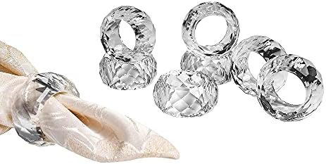 KitCom Diamond-Shaped Crystal Wedding Napkin Rings in K9 Metal with Modern Design – Set of 8 Luxury Holders for Holiday, Wedding, Christmas, Dinner, or Thanksgiving