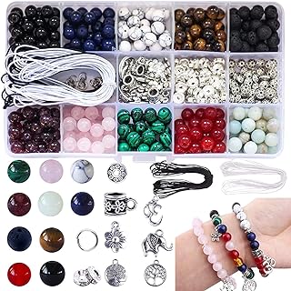 Fishdown 418 pcs 8mm Crystal Beads for Jewelry Making, Natural Stone Healing Beads for Bracelets, Gemstone Beading & Jewelry Necklace Making DIY Kit