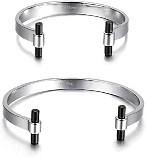 Lovers Sweetheart Open Simple Adjustable Cuff Declaration of Love Oath Promise Polished Chunky Bracelet Bangle for Women and Men (Love Couple Silver)