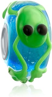 Bling Jewelry Animal 3D Lamp work Murano Glass .925 Sterling Silver Core Green Yellow Lizard Toad Frog Bead Fits European Charm Bracelet For Women Teen