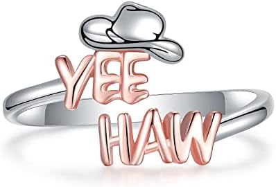 Adjustable Cowgirl Wedding Rings Made of 925 Sterling Silver in Unique Hat Design