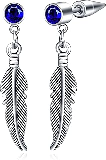 Boucles d'oreilles Plume INFINIONLY en Acier Inoxydable, Décorées de Zircones et de 2,2x0,5cm, Idéales pour Festivals et Quotidien, Cadeau Parfait pour Hommes et Femmes