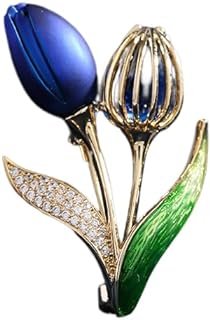 Exquisite 14K Gold Handmade Moissanite Flower Brooch, Collar Pin & Cardigan Anti-Flipping Pin, Tulip Flower Coat Brooch, Ideal Gift for Her, Birthday Present