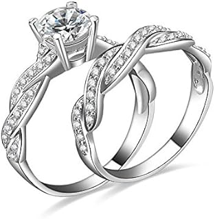 JewelryPalace Wedding Bands Engagement Rings for Women, 14K Gold Plated 925 Sterling Silver Cubic Zirconia Promise Rings for Her, Infinity Anniversary 1.5ct Simulated Diamond Ring
