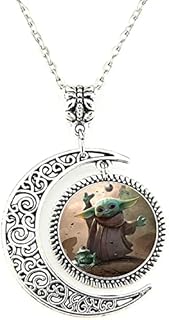 Lobster Clasp LED Crystal Necklace with Cable Chain, No Gemstone, Ideal for Men, Women and Children, Featuring Moon Pendant Design by Y-a-d-o