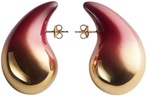 Hypoallergenic Gold Plated Water Drop Earrings with Copper Sunstone for Women and Girls in Hollow Open Hoop Design - Lightweight and Trendy Fashion Jewelry Ideal Valentine's Day Gift