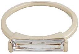 Gold Plated Long Crystal Baguette Stackable Ring - Minimalist Design  for Delicate Jewelry Lover - Subtle Shine and Elegance Shape