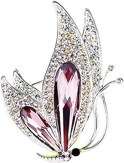 JUNYY Vintage Rhinestone Crystal Inlaid Butterfly Brooch Women Girls Party Elegant Insect Enamel Pins(Purple)