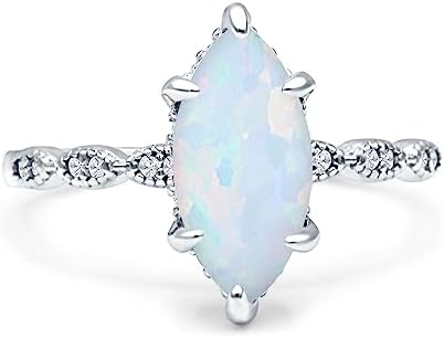 Art Deco Marquise Cut Sterling Silver Engagement Ring with Cubic Zirconia for Women, Vintage Design