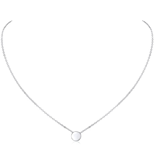 Personalized 925 Sterling Silver Dainty Small Heart/Star/Moon/Dot/Triangle Pendant Necklace for Women, Silver/Gold/Rose Gold/Black (with Gift Box)