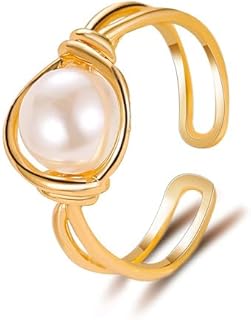 Vintage Pearl Ring for Women Stackable Open Pearl Ring Fashion Personalized Statement Pearl Ring for Girls