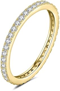 Sterling Silver Clasp Moissanite Eternity Band Wedding Ring, Round Cut Stone for Women, Traditional Design