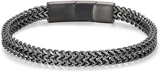 LUCKY2+7 Bracelets for Men-Stainless Steel Magnetic Clasp Franco Chain Mens Bracelet