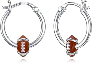 POTOPYY 3D Sports Earrings S925 Sterling Silver Football, Soccer, Basketball, Softball Hoop Earrings for Sensitive Ears 3D Sphere Huggie Hoops Jewelry Gifts for Women Men Girls Teens Player Fan