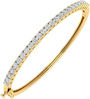 FINEROCK 2 Carat Natural Diamond Womens Bangle Bracelet in 14K Gold or in Platinum (SI1-SI2 Clarity) (7 Inch)