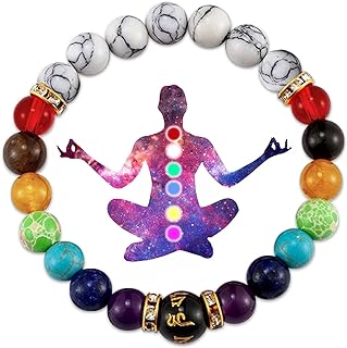 YANCHUN Pulsera Arus 7 Chakras Original,Healing Stone Bracelet Chakra Bracelets for Women 7 Chakra Bracelet with Real Stones Yoga Balance Energy Volcanic Stones Bracelet Jewelry Gifts