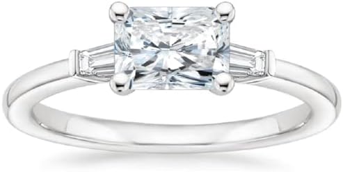 Split Shank Radiant Cut Moissanite Engagement Ring with Sterling Silver Design - Premium 1 CT Colorless Moissanite, Ring Sizes 4-11 Available