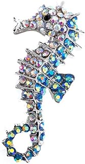 Crystal Rhinestone Seahorse Brooch with Pin Clasp for Women, Whimsical Ocean-Inspired Alloy Accessory for Bags and Apparel