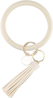 Weixiltc Large Circle Key Ring Leather Tassel Bracelet Holder Keychain Keyring For Women Girl