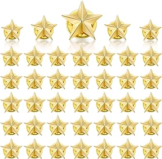 Butterfly Clasp Gold Star Brooch with Goldstone Gems for Patriotic Celebrations, Star-shaped 40-Piece Set, Titanium and Platinum