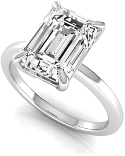 IGI Certified 3 Carat Emerald Lab Grown Diamond (G, VS2) 14K Gold Solitaire Engagement Wedding Ring For Womens