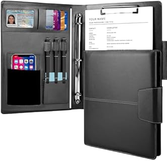 3 Ring Portfolio Binder Folder Faux Leather Padfolio Business Portfolio Organizer A4 Letter Size with Strong Magnetic Closure for Meeting,Presentation,Traveling,Wedding