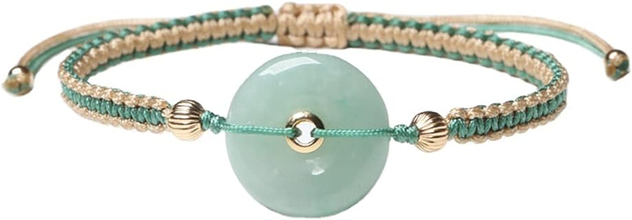 Natural Jade Bracelet for Women Gradient Green Jade Bead Elastic Bracelet, Suitable for Christmas, Thanksgiving, Gifts