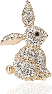 Easter Bunny Brooch Pin Shiny Rhinestone Pins for Women Cute Animal Jewelry Holiday Gift