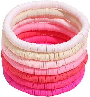 Surfer Bracelets Colorful Clay Happy Smile Evil Eye Beaded Stackable Bracelet Bohemia Multicolor Polymer Clay Gold Ball Bead Stretch Bracelets for Women Girl Summer Beach Jewelry